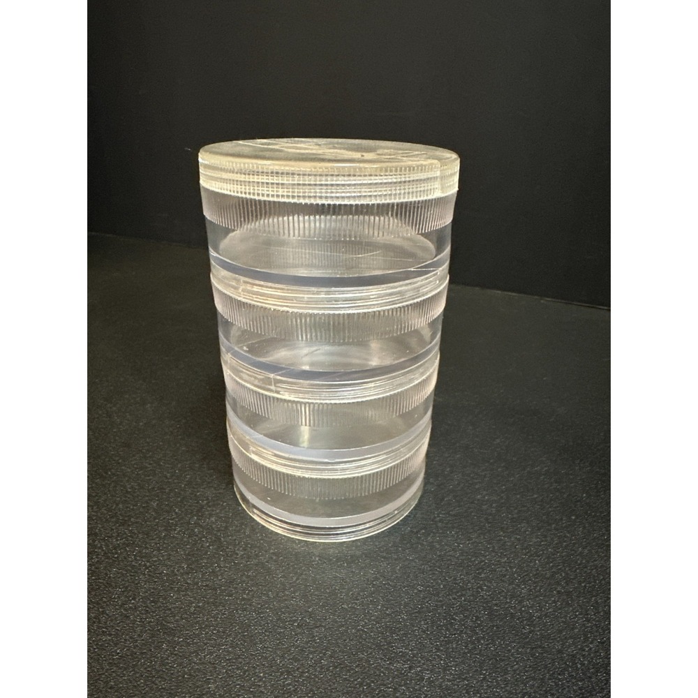 Vintage Clear Plastic Stackable Storage Container – 4 Tier Screw-Lid ~4.25" Tall